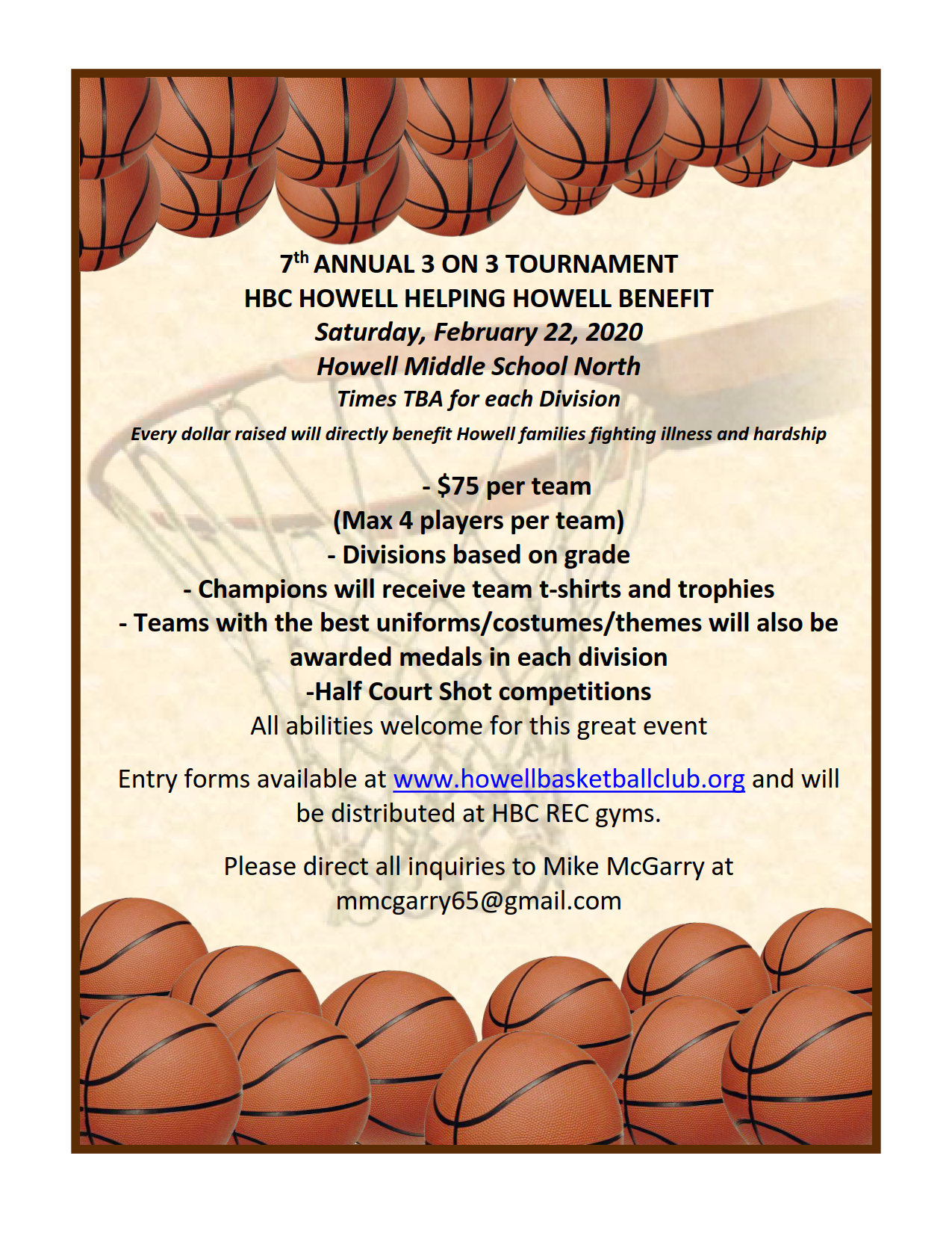 2020 HBC 3-on-3 Tournament - Howell Helping Howell Benefit Flyer 1_1